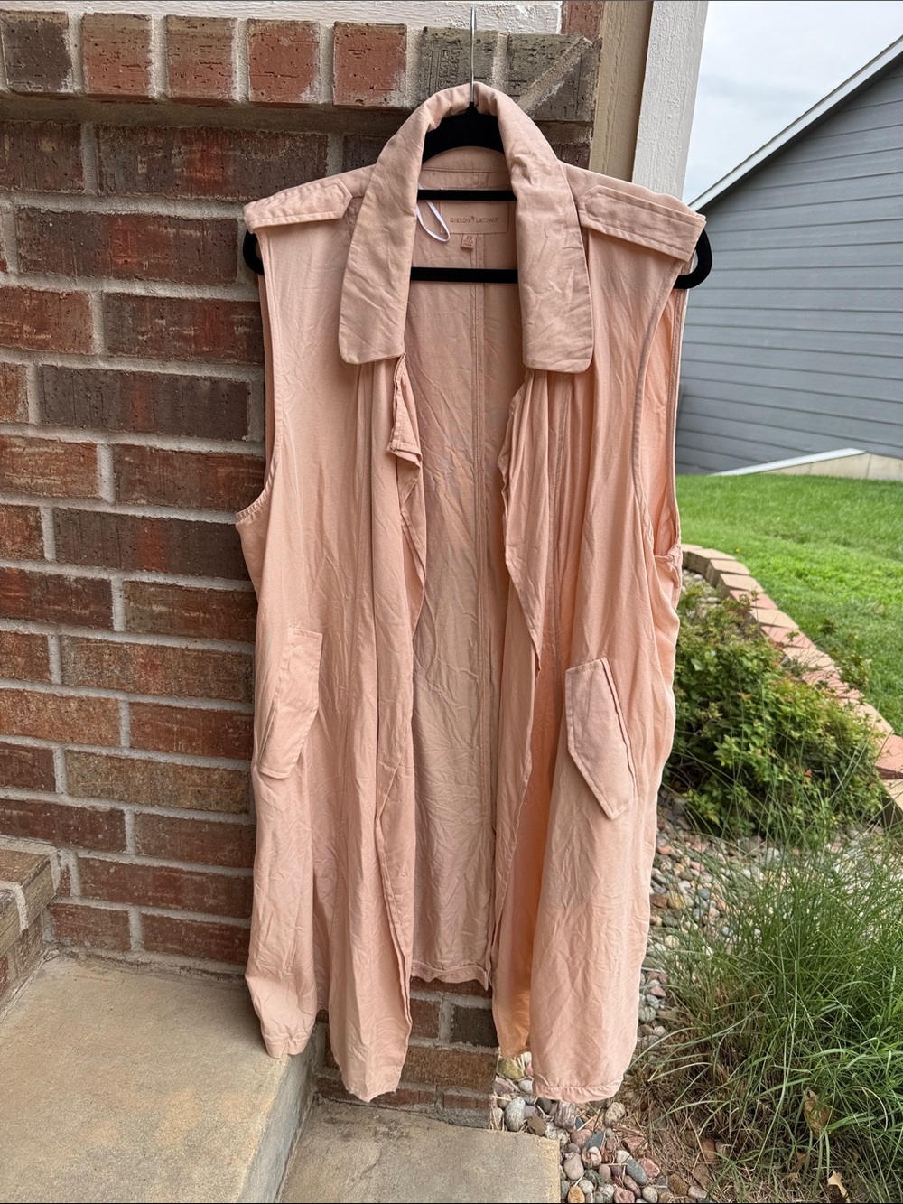 Gibson Latimer Ladies 2X Midi Sleeveless Duster in Dusty Peach